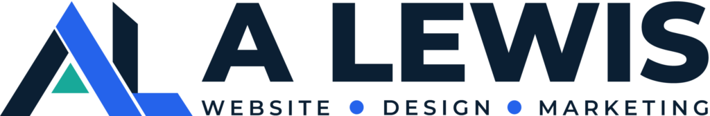 A Lewis Website Design Marketing landscape logo in navy, blue and teal, Crowborough, East Sussex, UK