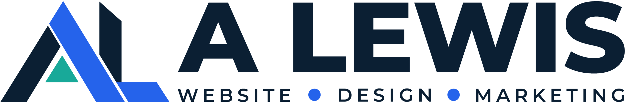 A Lewis Website Design Marketing landscape logo in navy, blue and teal, Crowborough, East Sussex, UK