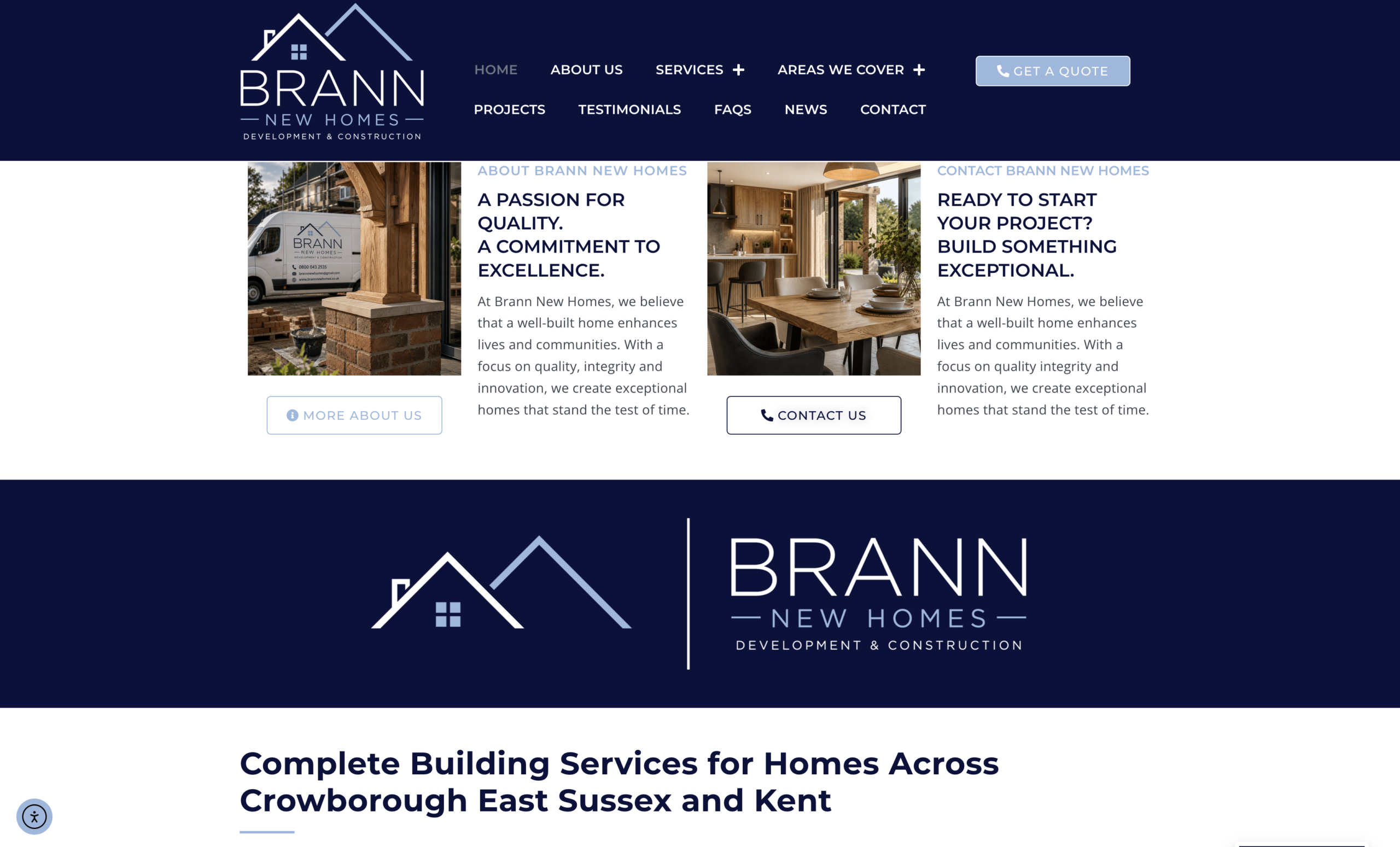 Brann New Homes website portfolio by A Lewis Website Design Marketing in Crowborough, East Sussex
