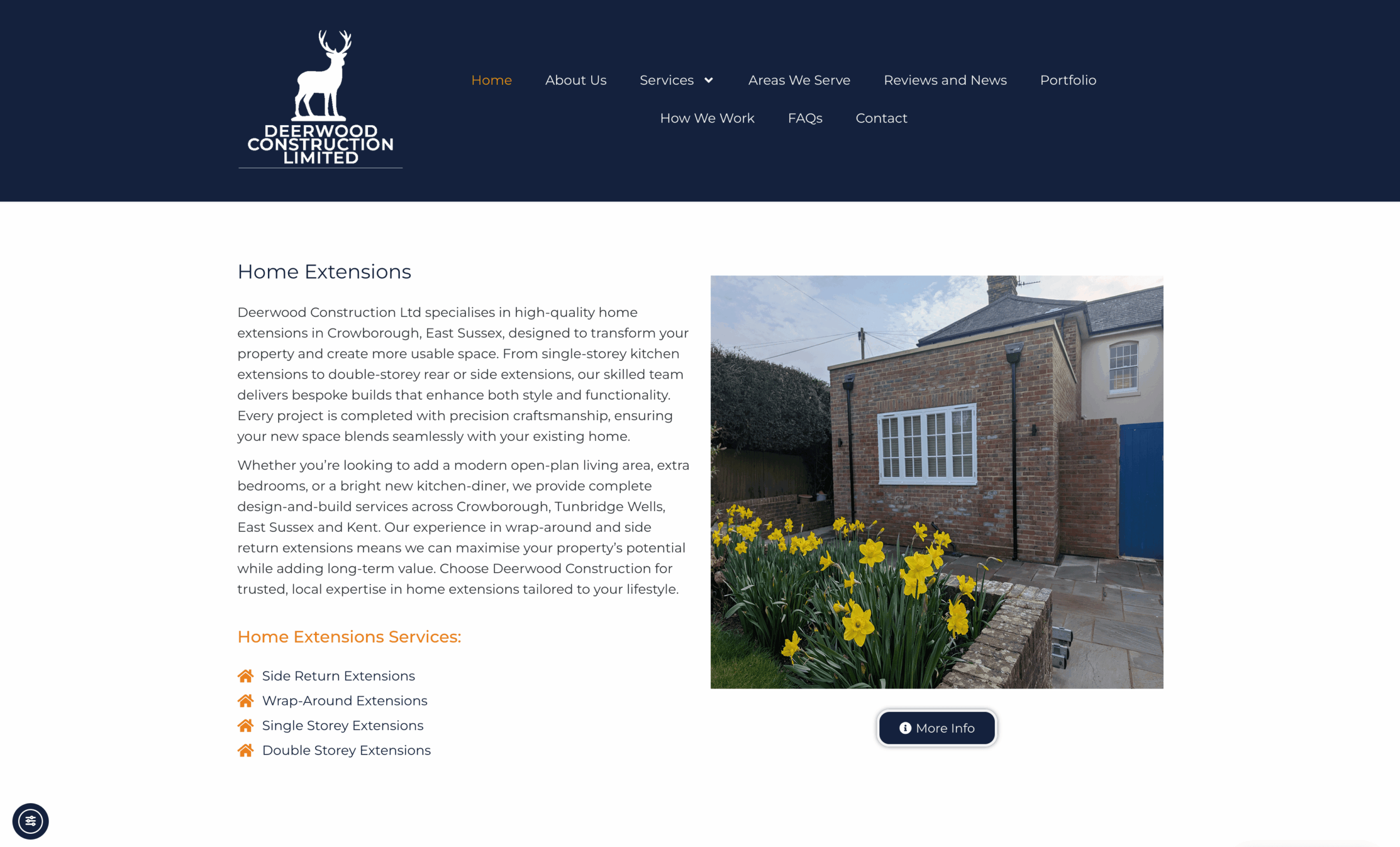 Deerwood Construction website portfolio by A Lewis Website Design Marketing in Crowborough, East Sussex