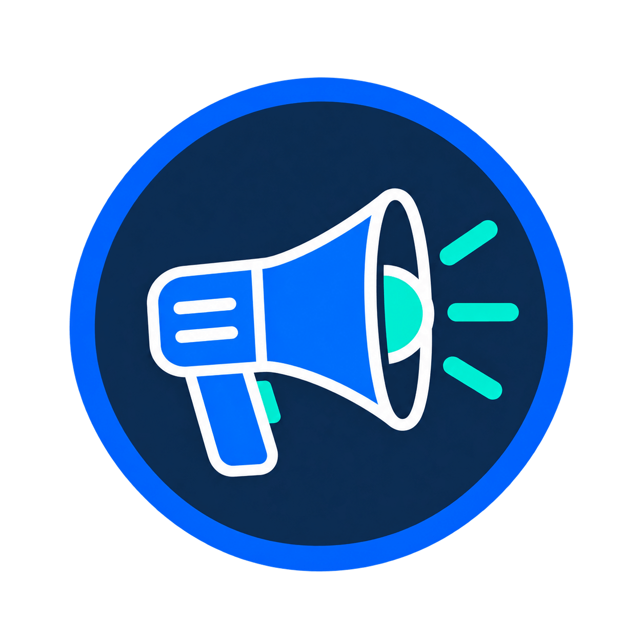 Blue and teal megaphone icon for A Lewis Website Design Marketing in Crowborough, East Sussex