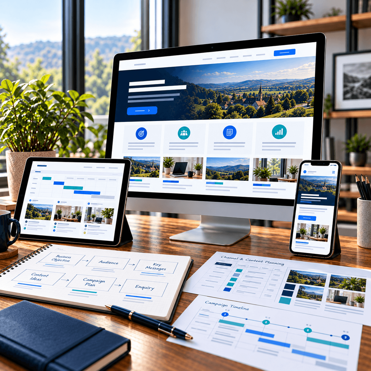 Digital campaign planning workspace by A Lewis Website Design Marketing in Crowborough, East Sussex