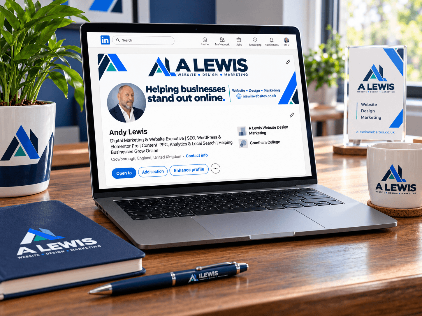 A Lewis LinkedIn profile for website design, marketing and SEO services in Crowborough, East Sussex
