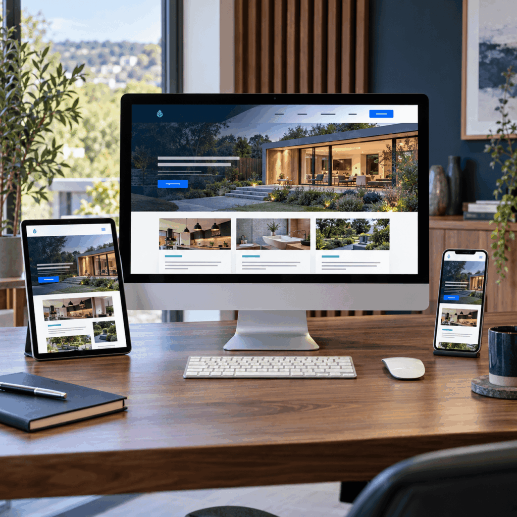 Responsive business website displayed on desktop, tablet and phone by A Lewis Web Design, Crowborough, East Sussex