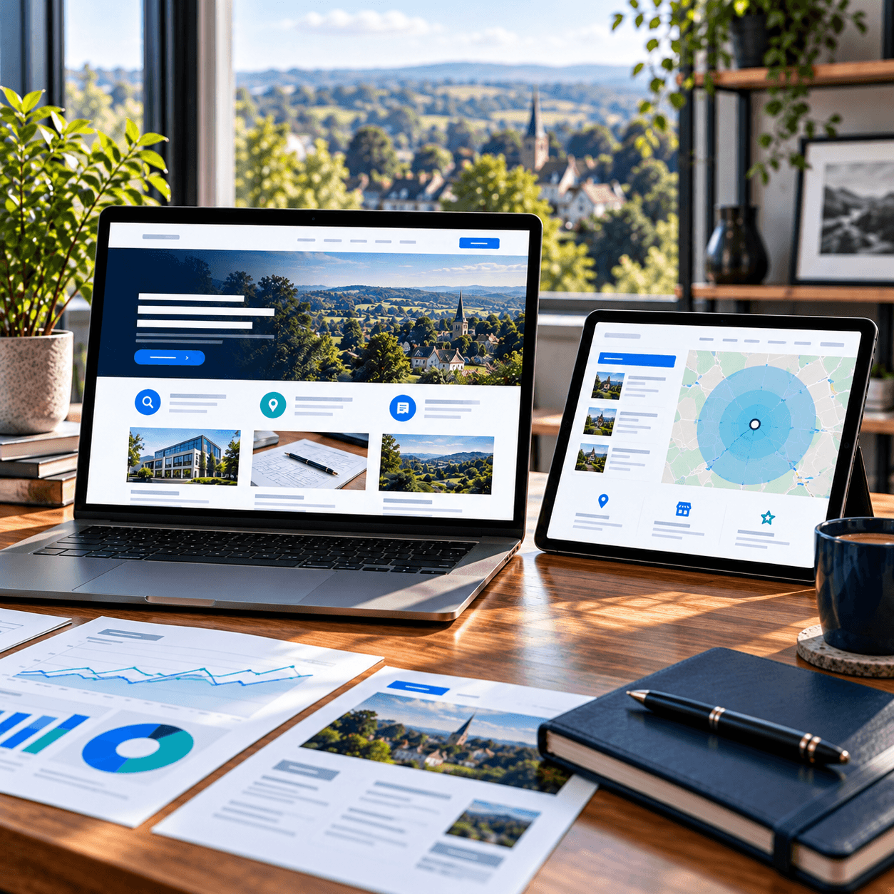 SEO and local SEO workspace with website, map and analytics by A Lewis in Crowborough, East Sussex
