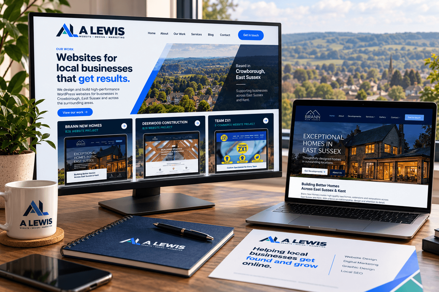 A Lewis portfolio work for businesses across Crowborough, East Sussex and Kent, showcasing responsive website projects